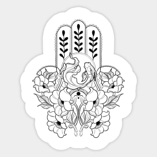 Hamsa Koi (Black) Sticker